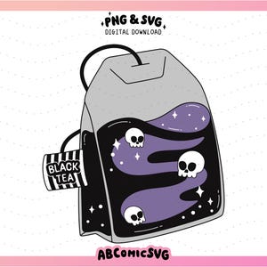 Thé noir SVG PNG, SVG d'humour noir, Halloween drôle Png, mignons fichiers design tendance pour autocollants, t-shirts, sweat-shirts, porte-clés, tasses, cabas