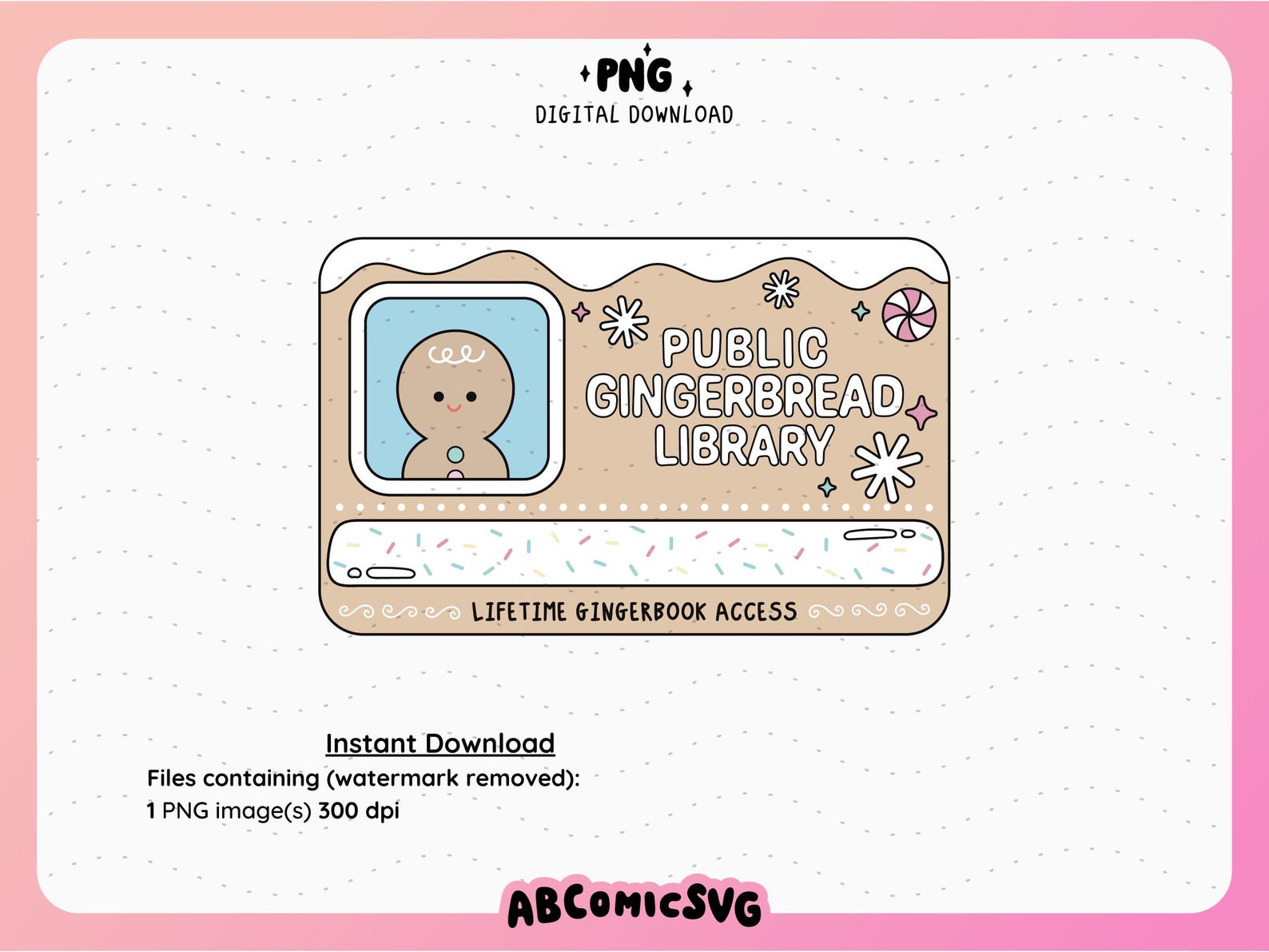 Gingerbread Library Card PNG, Bookish Christmas PNG, Cute Trendy ...