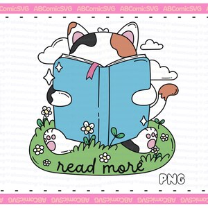 Leer más PNG, Gato estudioso PNG, Lectura de primavera PNG, Ratón de biblioteca PNG, Diseños lindos y modernos para calcomanías, Marcadores magnéticos, Diseños de sublimación