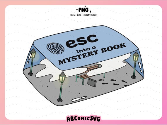 Mystery Book Keycap PNG, Escaping Reality, Magnetic Bookmark PNG, Mystery Reader PNG, Book Lovers Png, Sublimation Designs, Reading Clipart