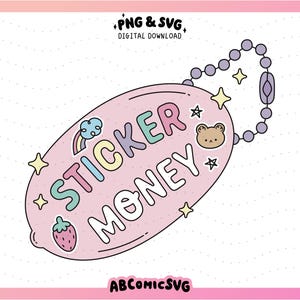 Sticker Money SVG PNG, Sticker Addict Hoarder, Trendy Designs for Stickers, Tshirts, Sweatshirts, Magnetic Bookmarks, Keychains, Sublimation