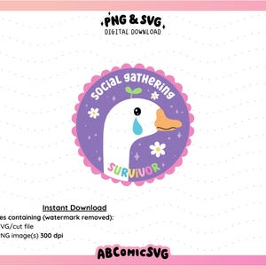 Goose SVG PNG, asociaal, angst, schattig geestelijke gezondheid SVG-ontwerpen voor shirts, stickers, mokken, commercieel gebruik afbeelding 2