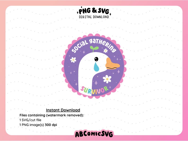 Goose SVG PNG, asociaal, angst, schattig geestelijke gezondheid SVG-ontwerpen voor shirts, stickers, mokken, commercieel gebruik afbeelding 2