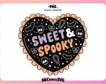 Sweet and Spooky PNG, Girls Will Be Girls PNG, Coquette Goth Girl Design File for Stickers, Badge Reels, Keychain, Tshirt (Digital Download)