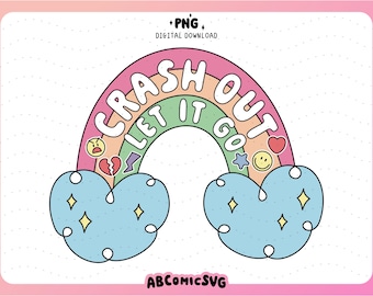 クラッシュ アウト レット イット ゴー PNG、面白い不安 PNG、メンタル ヘルス PNG、ステッカー、マグネット ブックマーク、T シャツ、キーホルダーのトレンディなデザイン