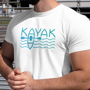 Camiseta gráfica con el logo de Kayak: Camiseta unisex de algodón grueso