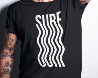 Surf Wavy Lettering T-Shirt: Unisex Heavy Cotton Tee