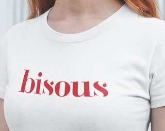 Bisous Frauen T-Shirt: French Kiss Graphic Tee