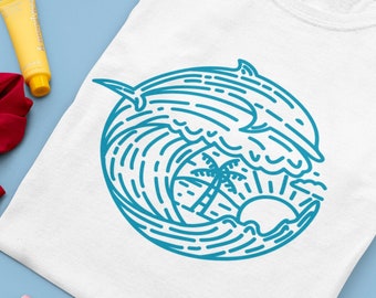 Dolphin Wave T-Shirt: Unisex Heavy Cotton Tee