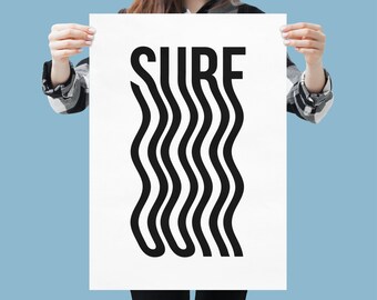 Surf Wavy Lettering Poster: Minimalist Ocean Art