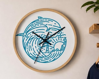 Dolphin Wave Wall Clock: Tropical Ocean Art