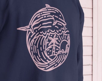 Dolphin Sweater, Unisex Heavy Blend Crewneck Sweatshirt, Dolphin Lover Sweater, Dolphin Gift, Dolphin Wave Sweater, Summer Apparel, Dolphin