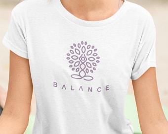 Balance Yoga T-shirt: Unisex Heavy Cotton Tee with Leaf Design