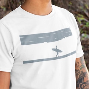 Surf T-shirt Gift for Surfers, Minimalist T-shirt, Unisex Heavy Cotton Tee, Minimalist Tee, Beach Tshirt, Summer T-shirt, Sun Tee, Surf image 1