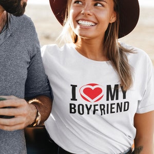 I love my Boyfriend T-shirt, Unisex Heavy Cotton Tee, Valentines Day Tshirt, Valentines Gift, Girlfriend Shirt, Gift for Her, Boyfriend Tee