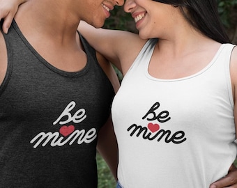 Valentine's Day Jersey Tank - Be Mine with Heart on Top of I - Romantic Gift for Her or Him, Wife Gifts, Husband Gifts, Romantic Apparel