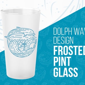 Dolphin Wave Frosted Pint Glass: Ocean Lover Gift (16oz)