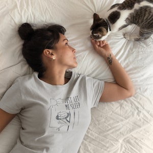 Sleeping Cat Women Tshirt, Women's Slim Fit Tee, Just Let Me Sleep Cat, Sleeping Cat Tshirt, Cute Cat Tee, Sleep Lovers, Gift for her image 6