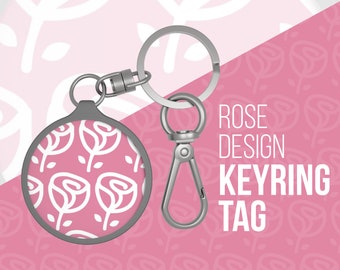 Rose Garden Keychain, Keyring Tag, Rose Gift, Girlfriend Gift, Women Gift, Floral Elegance Keyring, Love in Bloom Keychai, Pink Perfection