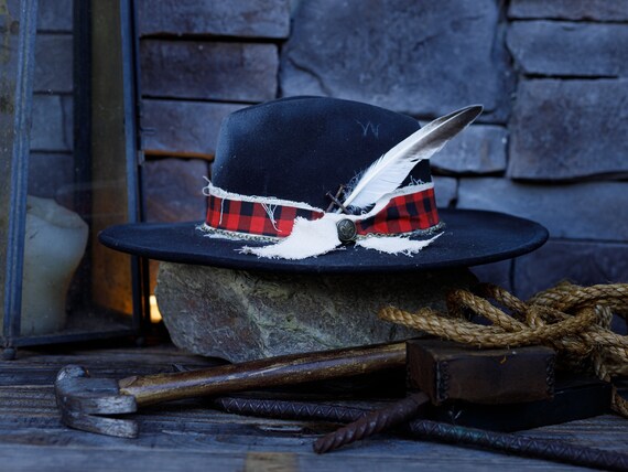 Black Western Hat with Red and Blue Accents SALE 50% OFF - Blue White Red Beaded Cowboy Hat Band  main image 4