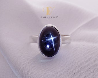 スターダイオプサイト　ユニセックス オーバル型 リング スターダイオプサイト ユニセックス オーバル型 リング ブラックスター