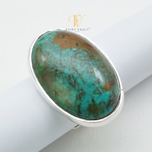 Turquoise Sterling Silver Adjustable Free Size Unisex Ring | Statement Jewellery