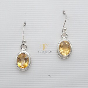 Citrine/Merchant Stone/Sun-Stone/Money Stone Oval Faceted Drop Earrings 925 Sterling Silver/Artisanal Unisex Dangles