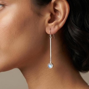 Rainbow Moonstone Sterling Silver Pendulum Earrings