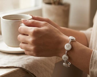 Sterlingzilveren armband met Shiva-oogschelp: ambachtelijke uniseks sieraden