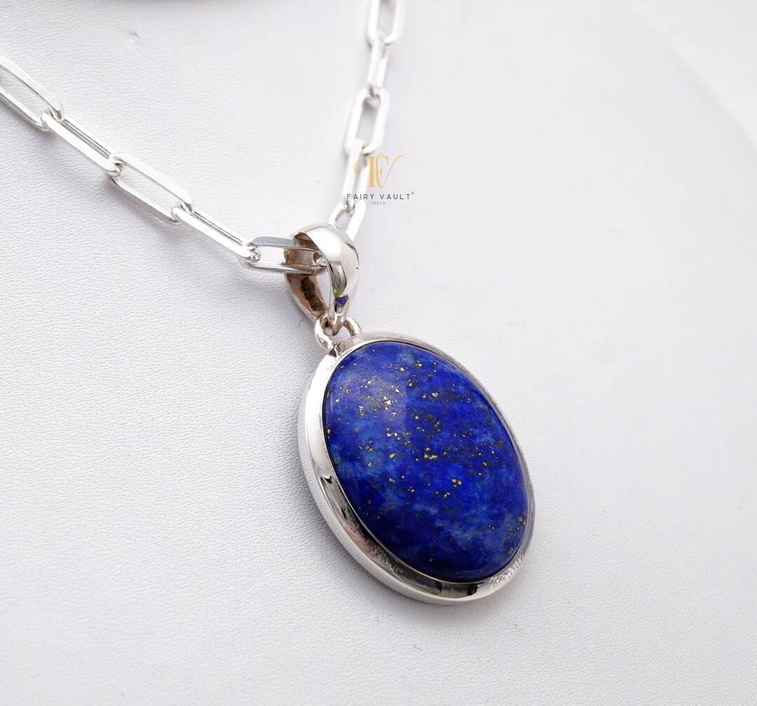 Sterlilng Silver Large Lapis Oval Pendant main image 1