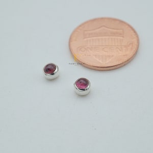 Pink Tourmaline Studs Sterling Silver Unisex Studs Earrings | Minimalist Studs | Gift For Him | Gift For Her