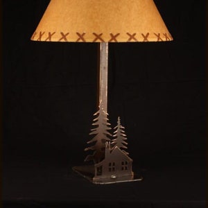 Lamp Rustic Lodge Cozy Cabin Lamp Metal Table Lamp Pine Cedar Lamp 20" Tall Lake house Light Mountain Lodge Lamp Nursery Office Den Lamp