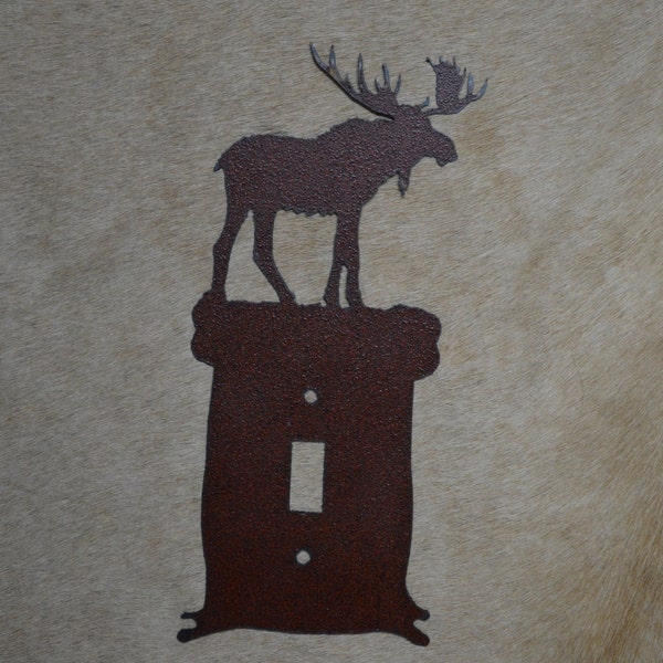 Rustic Moose Switch Cover All Configurations Available. Plug Outlet Light Cover Plate.