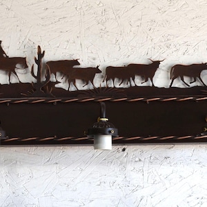 Cattle Drive Vanity Light Western Cowboy Light Rustic Western bathroom Light Evergreen or Cactus Handmade Rustic Bathroom Wall Mount Light
