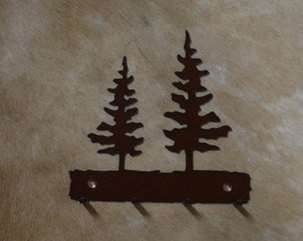 Key Hanger Trees Key Hanger. Metal Wall Hook. Key Holder. Home Decor Gift. Rustic Lodge Accent. Gift Idea. Entry Way Organizer.  Pine Cedar.