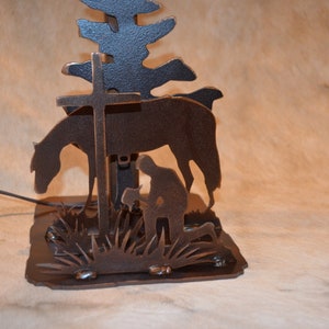 Lamp Rustic Cowboy for Christ Metal Table Lamp Christian Home Decor Accent. 20" Tall Lamp Cowboy Horse Cross Light Praying Gift Rustic Lamp