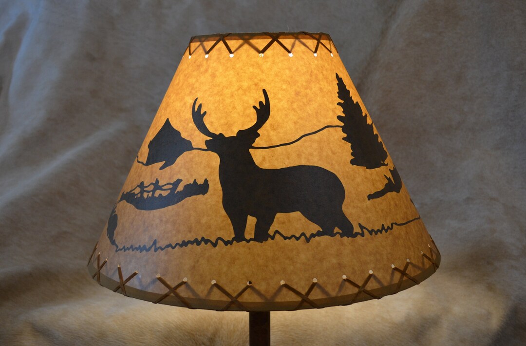 Lamp Shade Deer 16 Buck Oil Craft Lamp Shade Rustic Deer Cozy Cabin