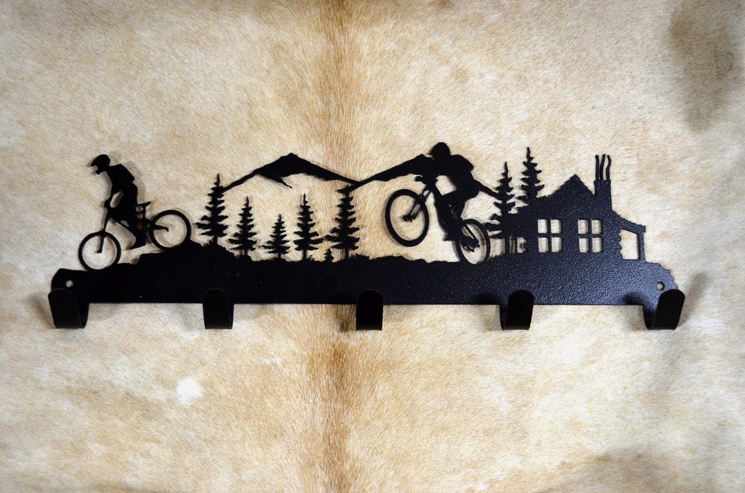 Rustic Bike Rack Mountain Bike 5-hook Rack: Rustic Cabin Decor - Etsy