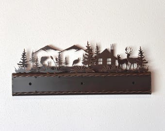 Handmade Rustic Vanity Light: Fish, Turkey, Deer - Mountain Lodge Decor