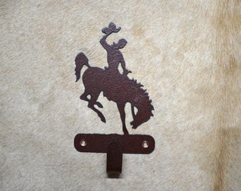 Bucking Bronco Metal Wall Hook: Rustic Cowboy Decor
