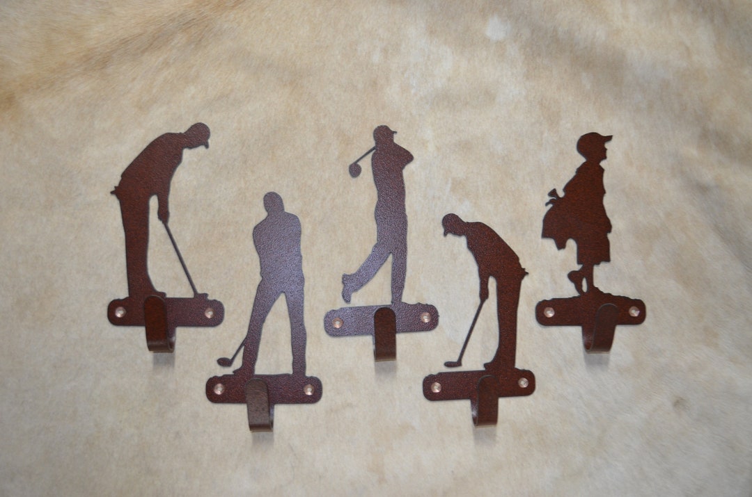 Hooks Set of Five Golf Wall Hooks Gift for Dad Golfer Gift Robe Hook