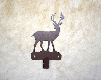 Rustic Deer Wall Hook: Metal Buck Hook, Handmade USA