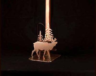 Rustic Elk Metal Table Lamp: Cozy Cabin Decor, 20"