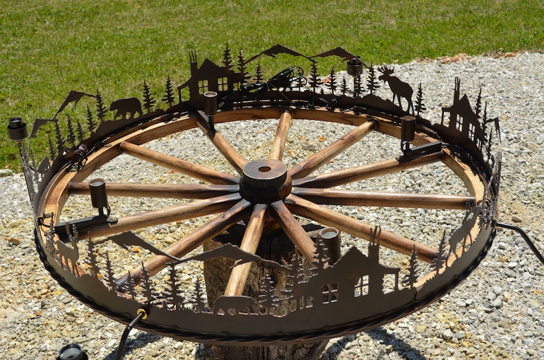 TheRusticPatina Wagon Wheel Chandelier - Thumbnail 2