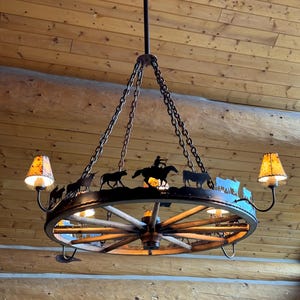 Authentic Wagon Wheel Chandelier: Handmade Rustic Western Lighting