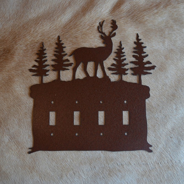 Standing Deer Switch Cover. Rustic cover plate. All Configurations available. Plug Outlet GFI/Rocker Toggle.