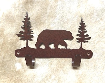 Rustic Bear Robe Hook: Lodge Decor, Metal Wall Hanger