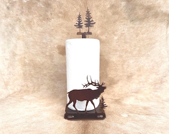 Paper Towel Holder Elk Rustic Decor Kitchen Gift Metal Elk Paper Towel Stand Rustic Kitchen Lodge Decor Elk Gift Unique Kitchen Decor