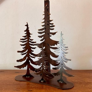 Rustic Tree Lamp Large Light Metal Table Lamp Tree Decor Light Mountain Lodge Lamp Pine Cedar Light Cozy Cabin Decor Lamp