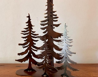 Rustic Tree Lamp: Large Metal Table Light, Cabin Decor